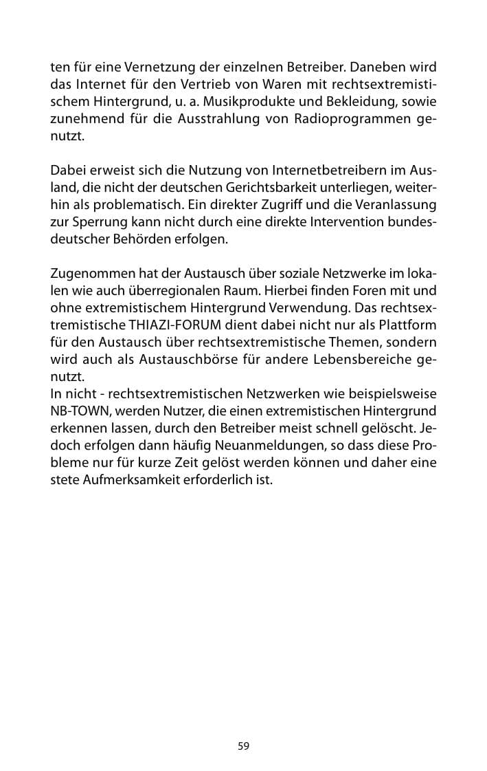 Seite 60 des Verfassungsschutzbericht 2010 Mecklenburg-Vorpommern