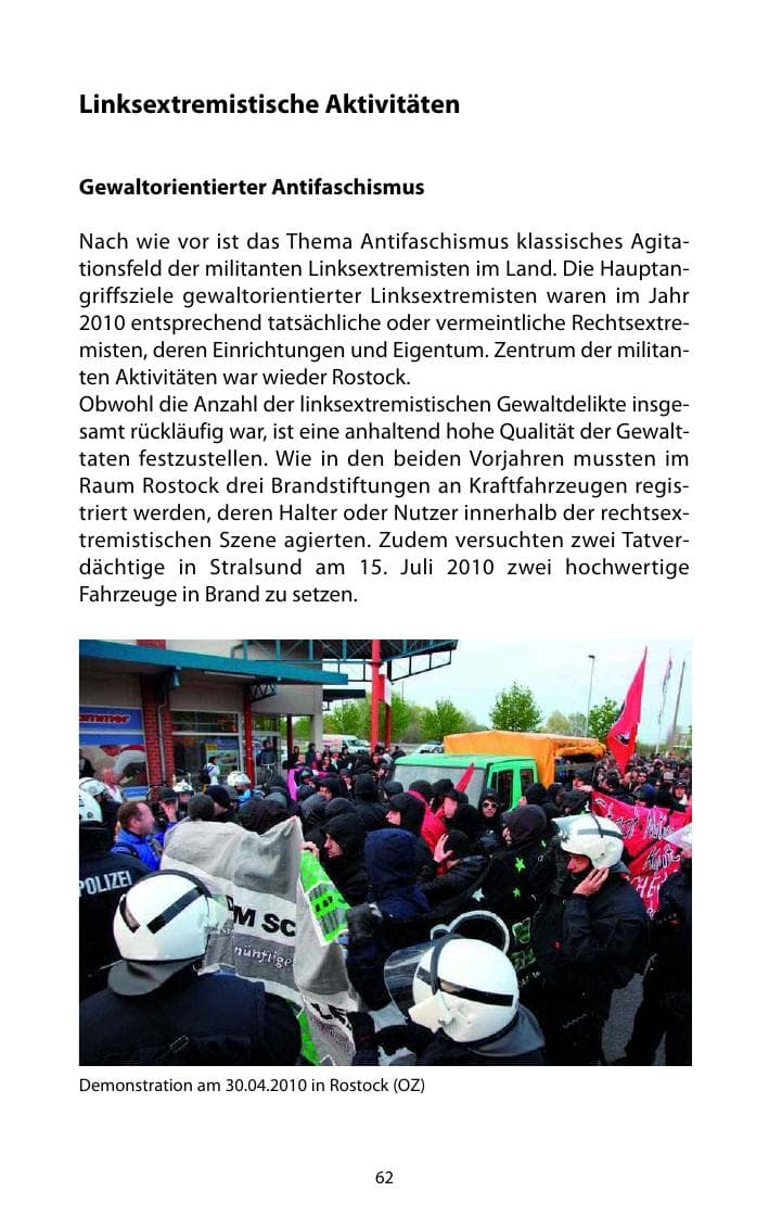Seite 63 des Verfassungsschutzbericht 2010 Mecklenburg-Vorpommern
