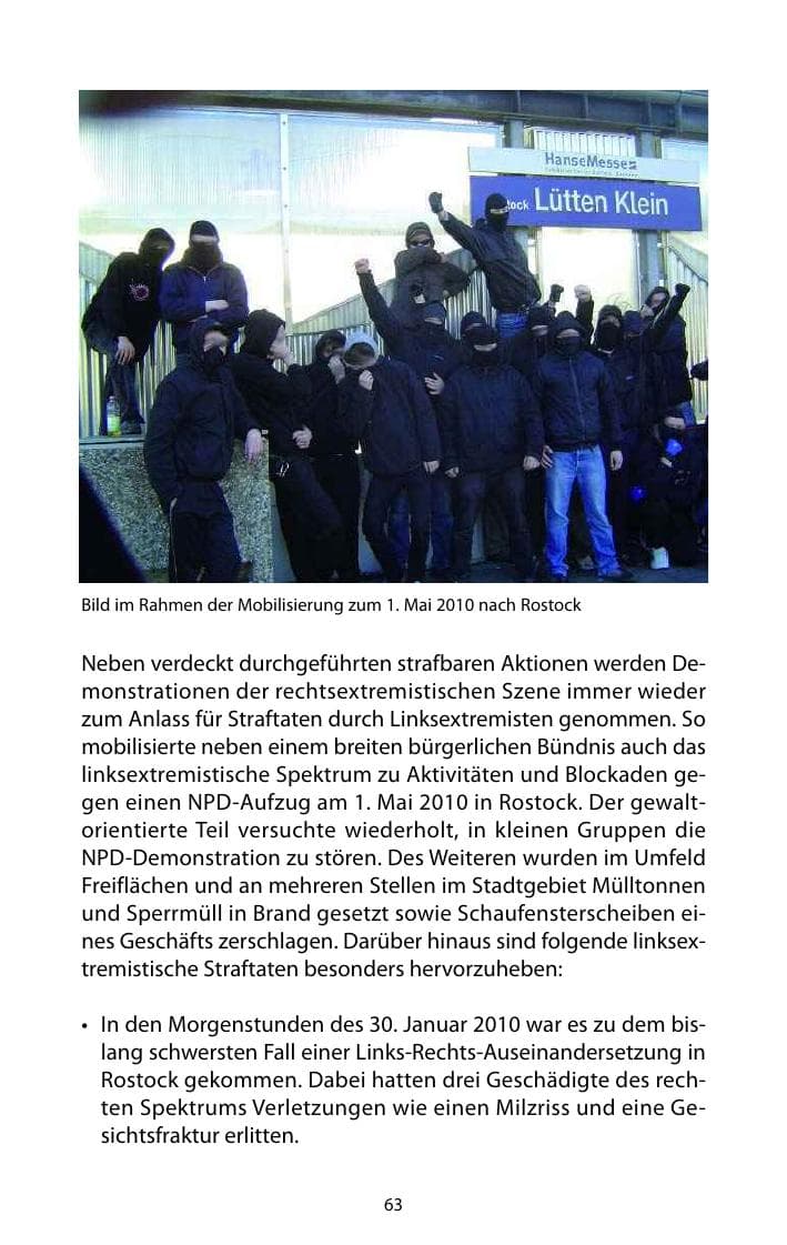 Seite 64 des Verfassungsschutzbericht 2010 Mecklenburg-Vorpommern