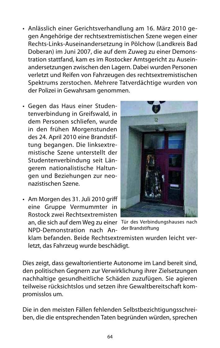 Seite 65 des Verfassungsschutzbericht 2010 Mecklenburg-Vorpommern