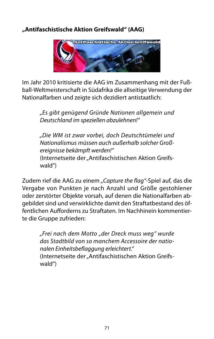 Seite 72 des Verfassungsschutzbericht 2010 Mecklenburg-Vorpommern