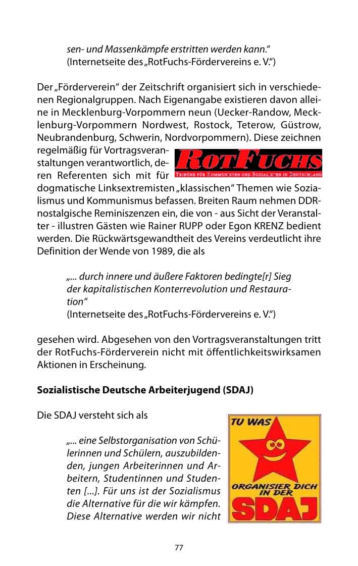 Seite 78 des Verfassungsschutzbericht 2010 Mecklenburg-Vorpommern
