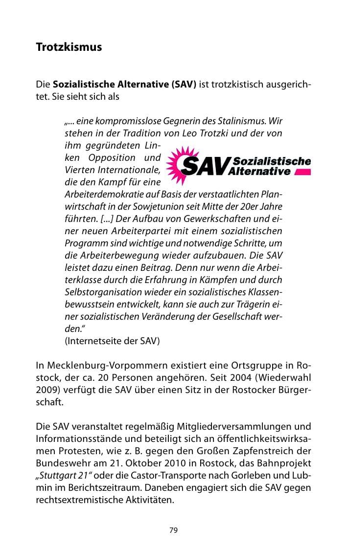 Seite 80 des Verfassungsschutzbericht 2010 Mecklenburg-Vorpommern
