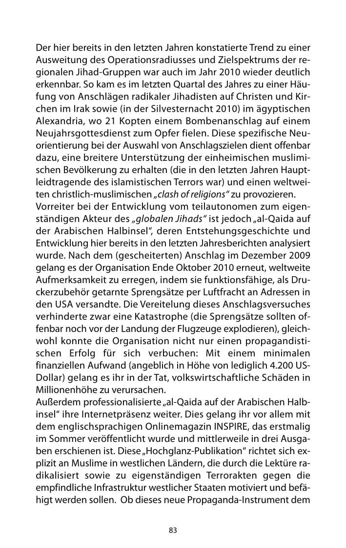 Seite 84 des Verfassungsschutzbericht 2010 Mecklenburg-Vorpommern