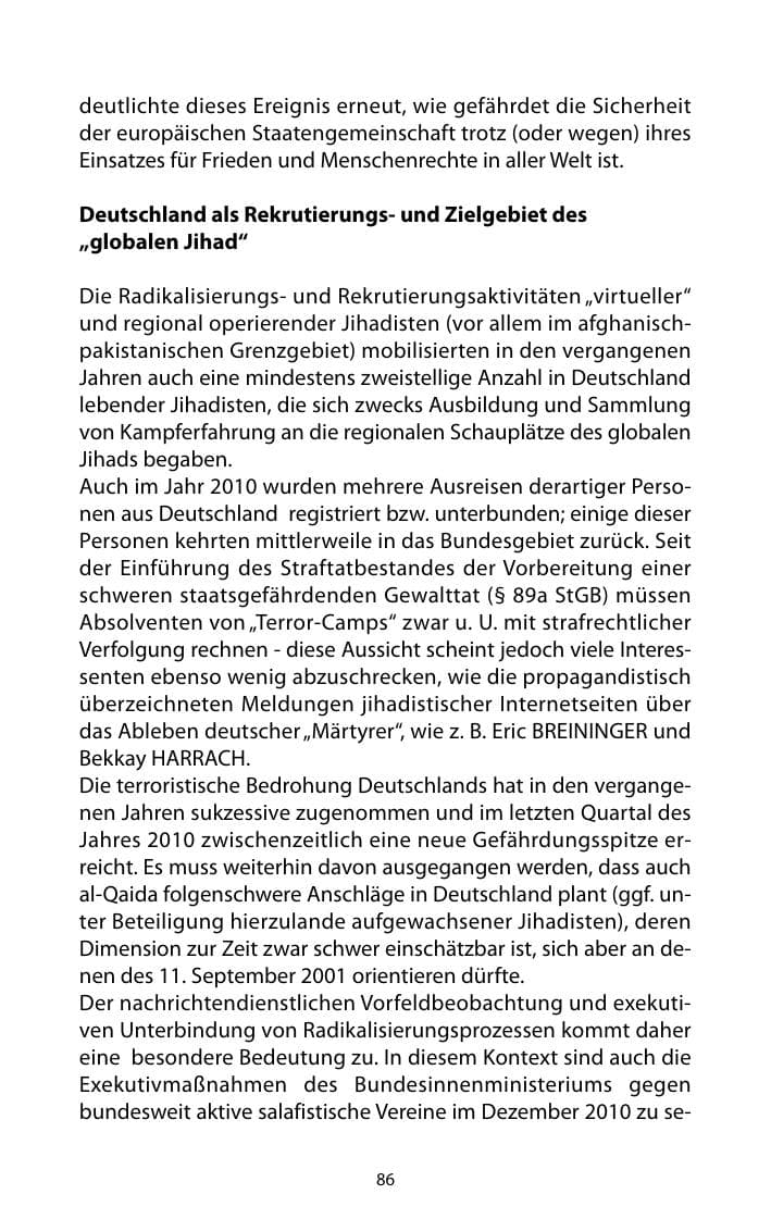 Seite 87 des Verfassungsschutzbericht 2010 Mecklenburg-Vorpommern