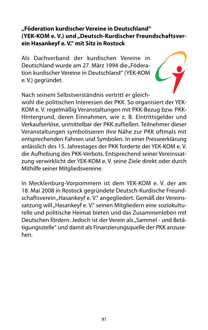 Seite 92 des Verfassungsschutzbericht 2010 Mecklenburg-Vorpommern