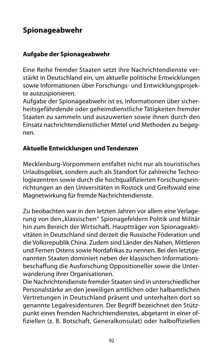 Seite 93 des Verfassungsschutzbericht 2010 Mecklenburg-Vorpommern