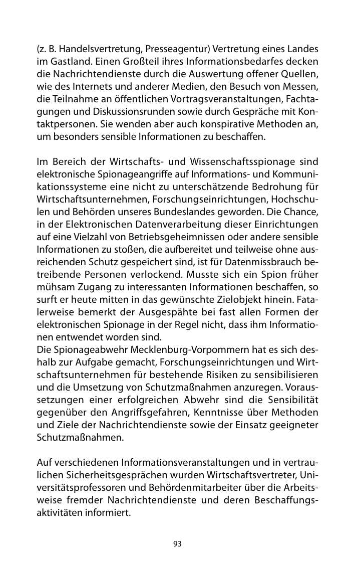 Seite 94 des Verfassungsschutzbericht 2010 Mecklenburg-Vorpommern
