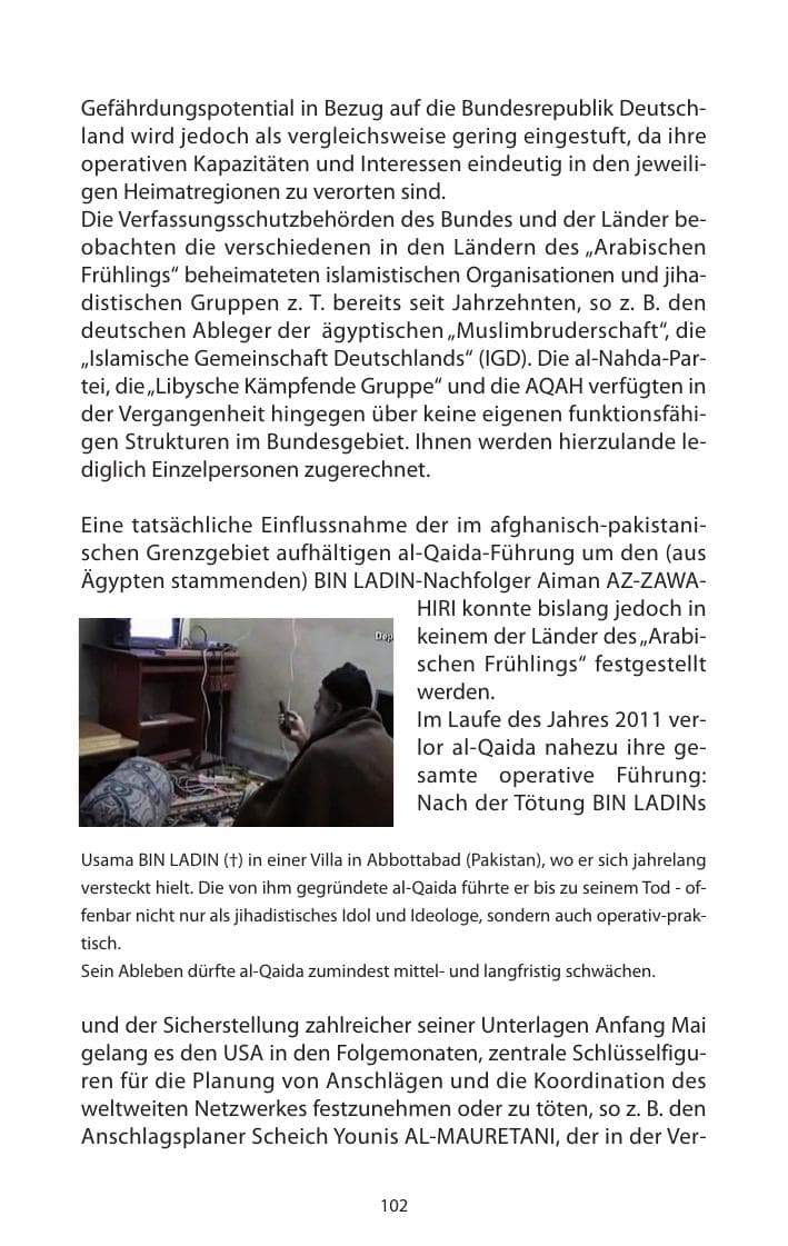 Seite 104 des Verfassungsschutzbericht 2011 Mecklenburg-Vorpommern