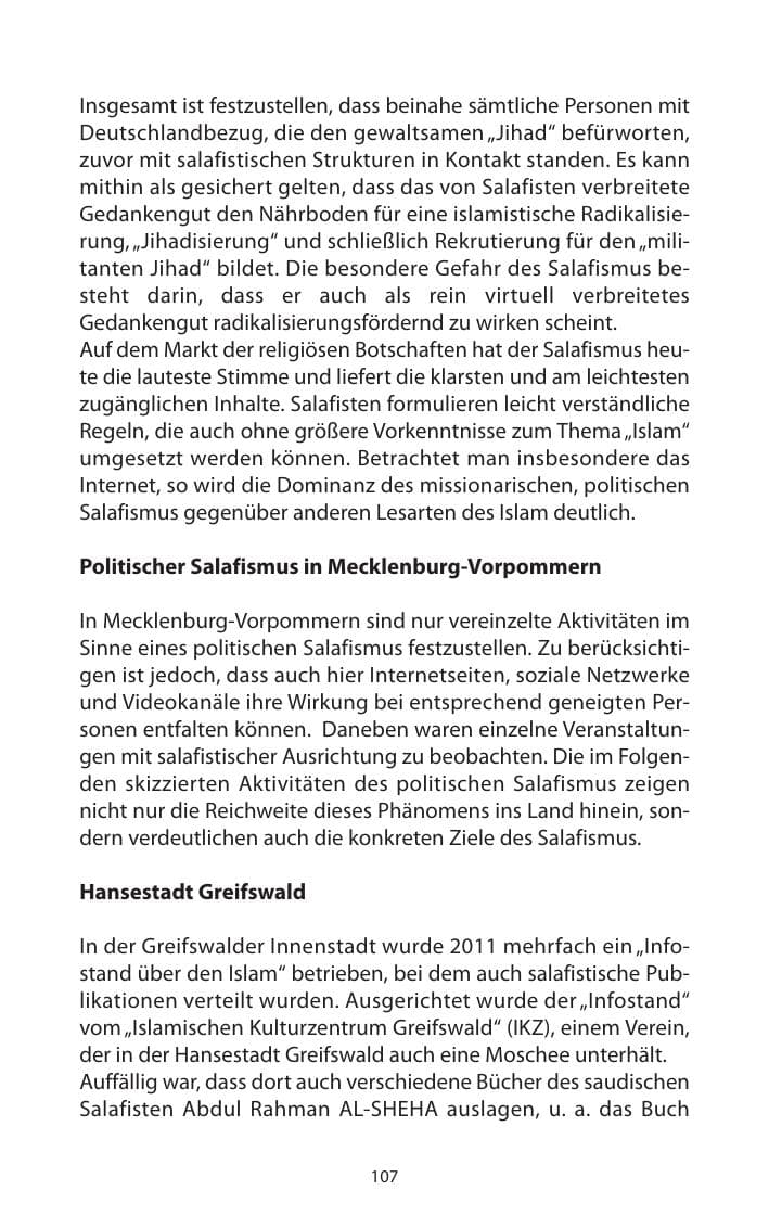 Seite 109 des Verfassungsschutzbericht 2011 Mecklenburg-Vorpommern