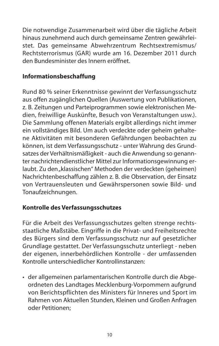 Seite 12 des Verfassungsschutzbericht 2011 Mecklenburg-Vorpommern
