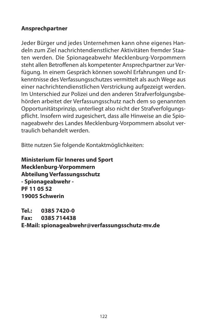 Seite 124 des Verfassungsschutzbericht 2011 Mecklenburg-Vorpommern