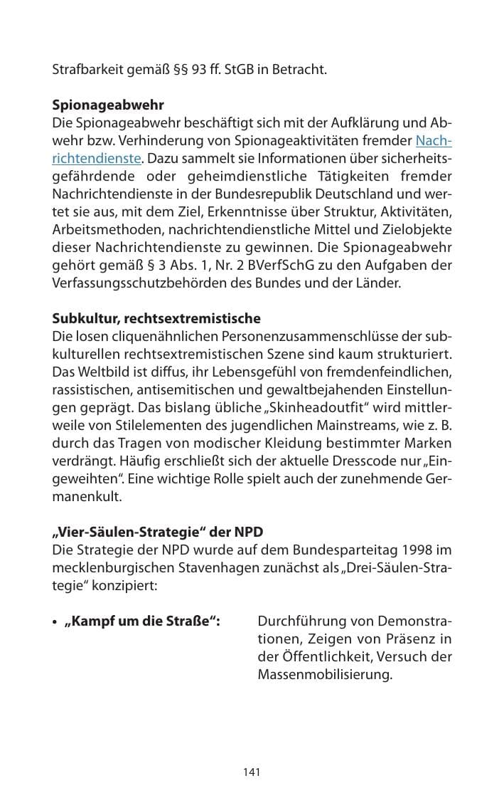 Seite 143 des Verfassungsschutzbericht 2011 Mecklenburg-Vorpommern