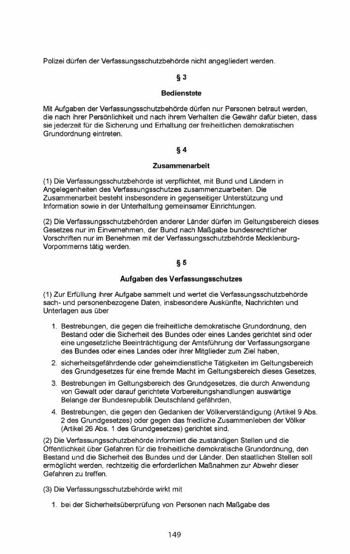 Seite 151 des Verfassungsschutzbericht 2011 Mecklenburg-Vorpommern