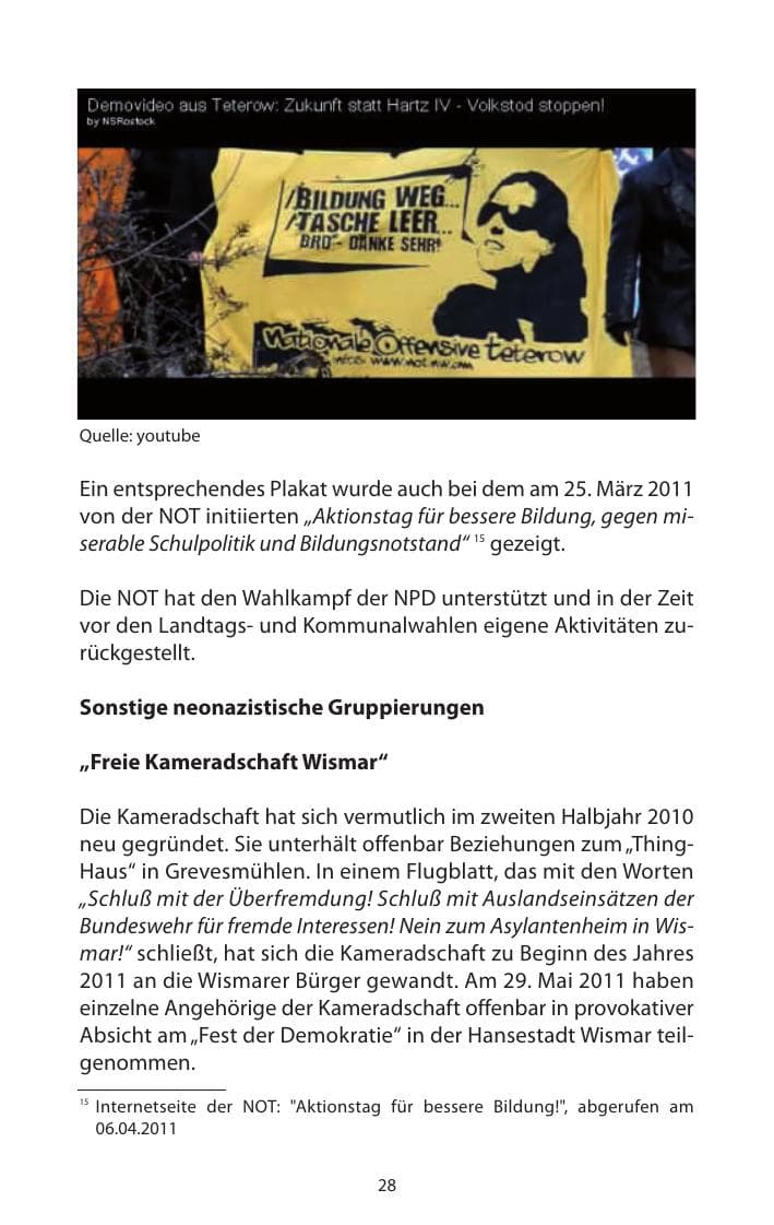 Seite 30 des Verfassungsschutzbericht 2011 Mecklenburg-Vorpommern