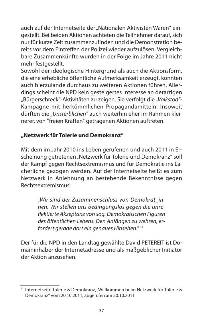 Seite 39 des Verfassungsschutzbericht 2011 Mecklenburg-Vorpommern