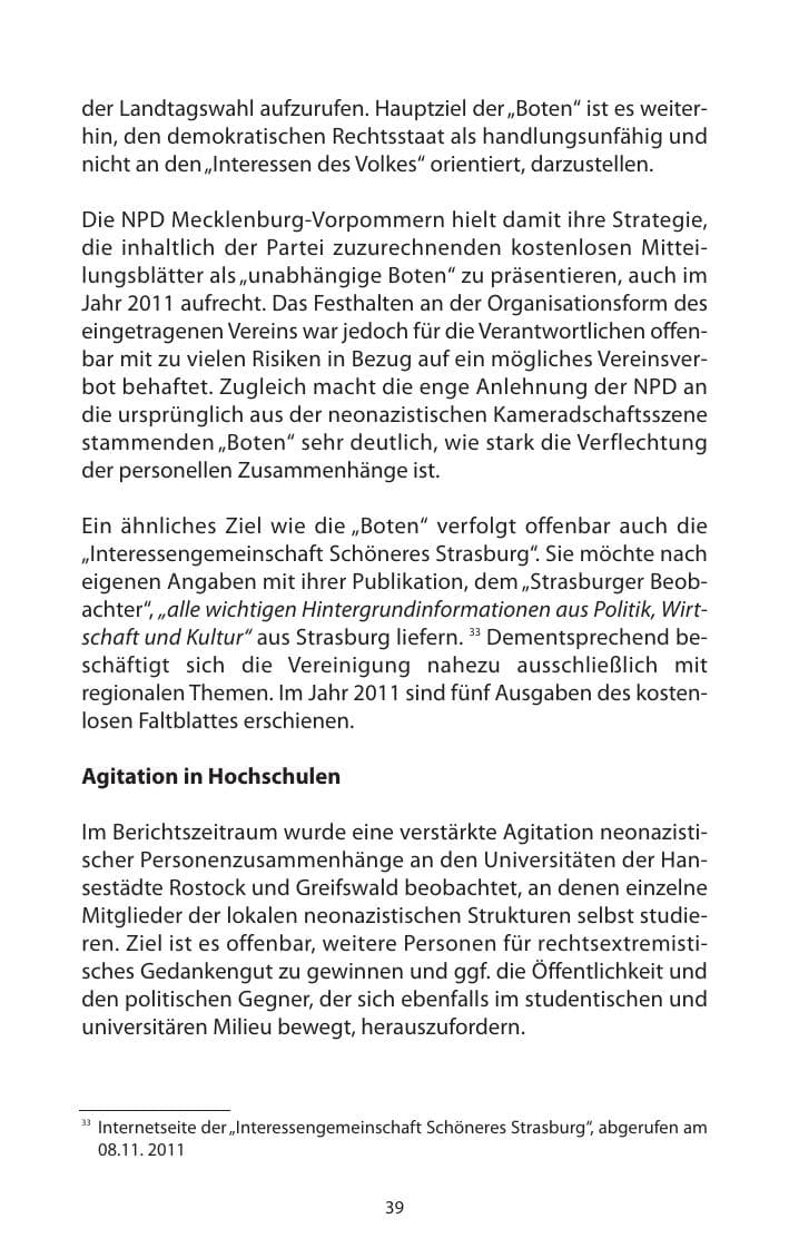 Seite 41 des Verfassungsschutzbericht 2011 Mecklenburg-Vorpommern