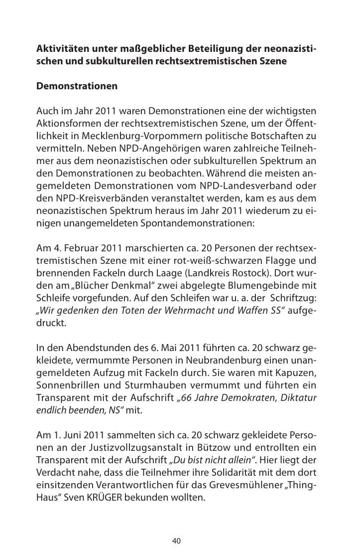 Seite 42 des Verfassungsschutzbericht 2011 Mecklenburg-Vorpommern