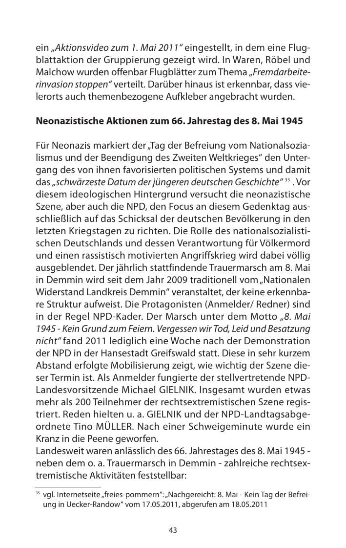 Seite 45 des Verfassungsschutzbericht 2011 Mecklenburg-Vorpommern