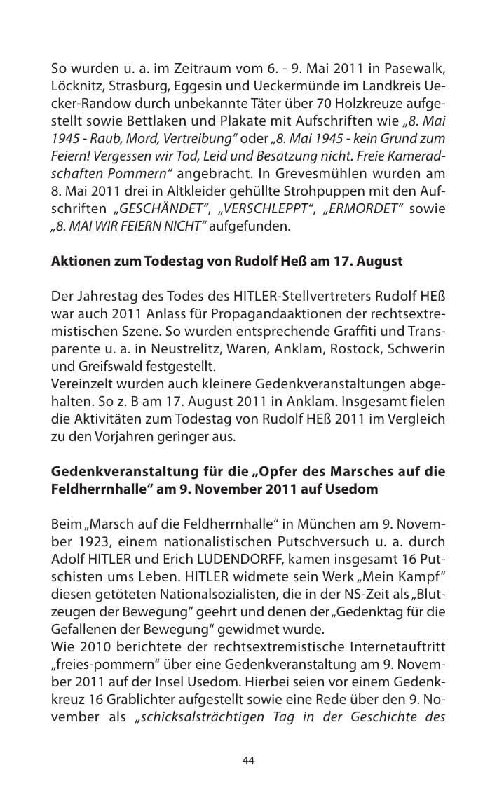Seite 46 des Verfassungsschutzbericht 2011 Mecklenburg-Vorpommern