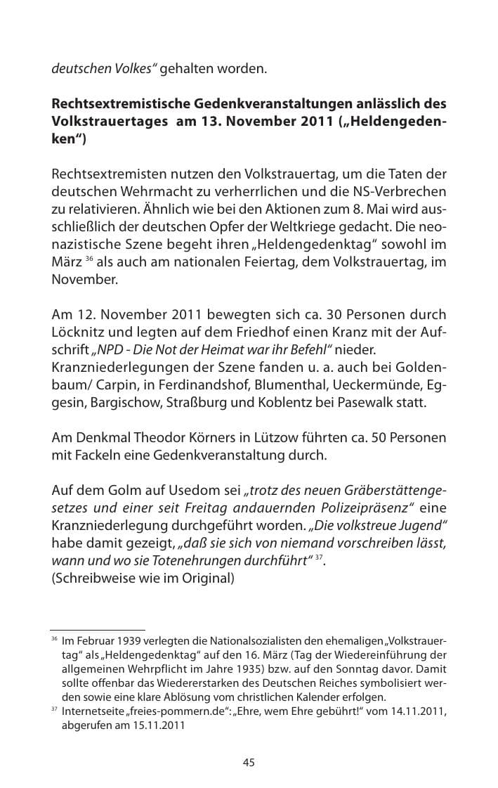 Seite 47 des Verfassungsschutzbericht 2011 Mecklenburg-Vorpommern