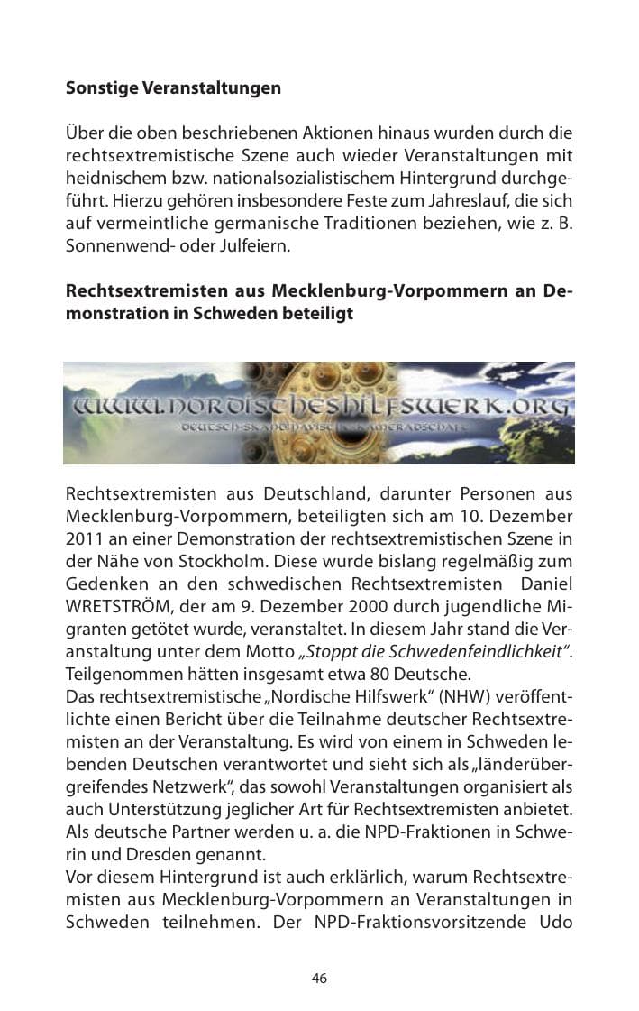 Seite 48 des Verfassungsschutzbericht 2011 Mecklenburg-Vorpommern