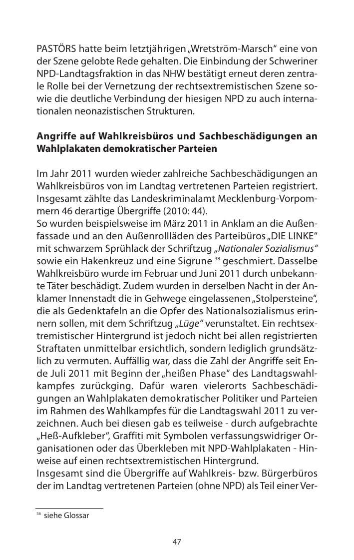 Seite 49 des Verfassungsschutzbericht 2011 Mecklenburg-Vorpommern