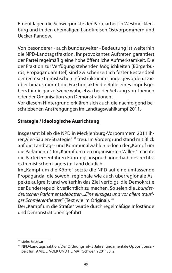 Seite 51 des Verfassungsschutzbericht 2011 Mecklenburg-Vorpommern