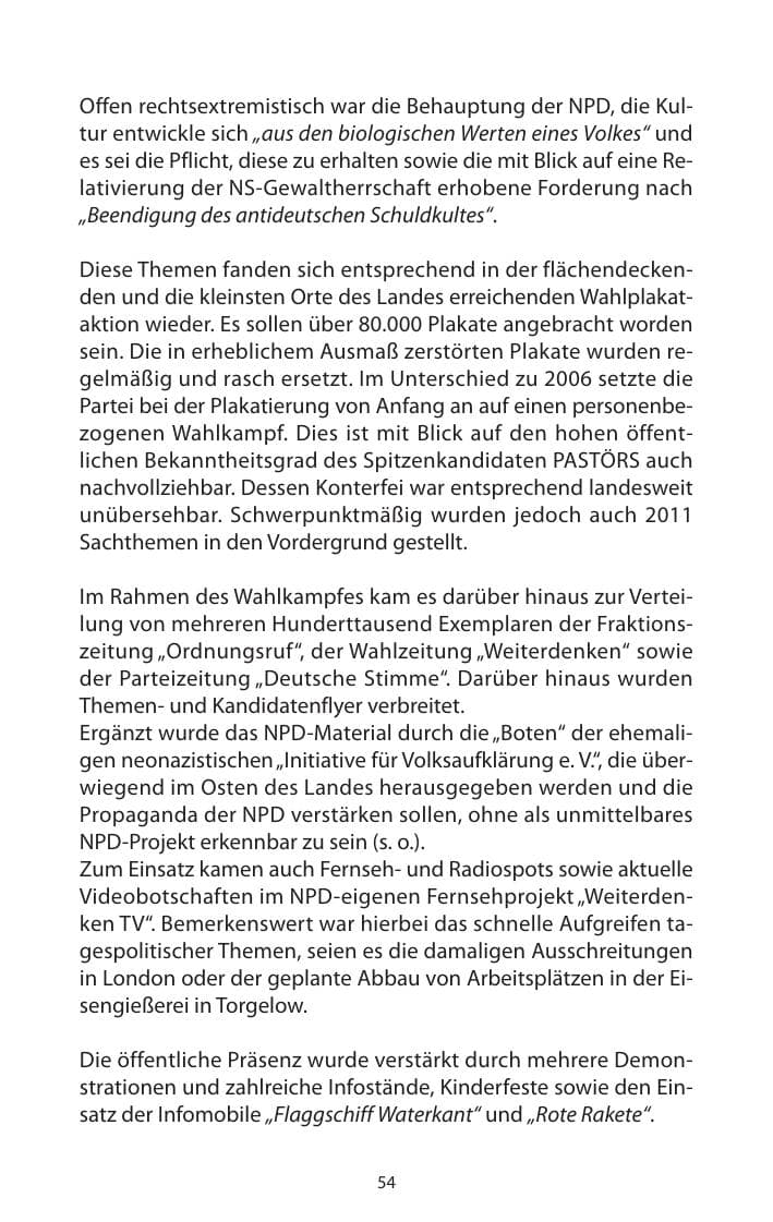 Seite 56 des Verfassungsschutzbericht 2011 Mecklenburg-Vorpommern