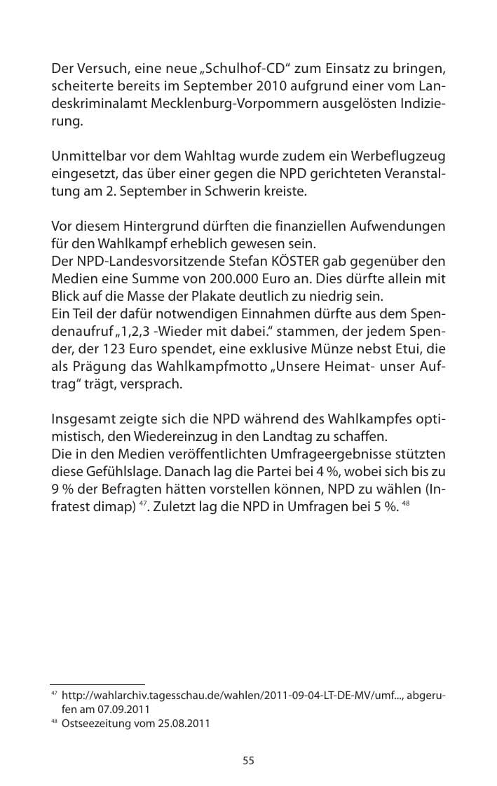 Seite 57 des Verfassungsschutzbericht 2011 Mecklenburg-Vorpommern