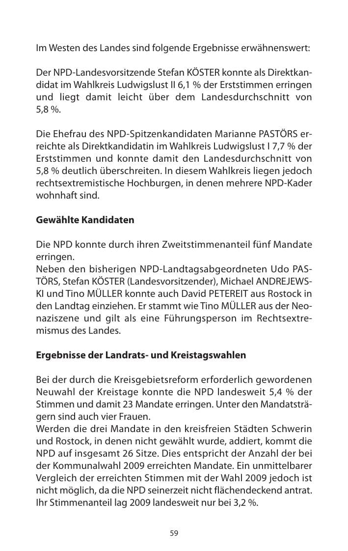 Seite 61 des Verfassungsschutzbericht 2011 Mecklenburg-Vorpommern