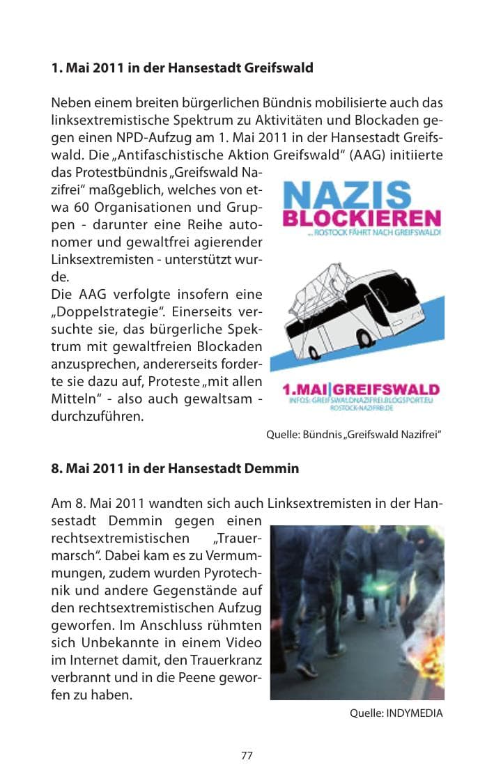 Seite 79 des Verfassungsschutzbericht 2011 Mecklenburg-Vorpommern