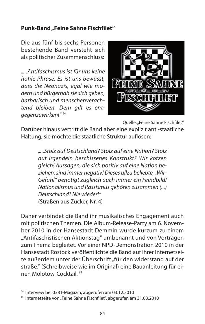 Seite 86 des Verfassungsschutzbericht 2011 Mecklenburg-Vorpommern