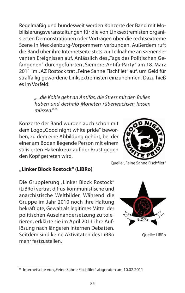 Seite 87 des Verfassungsschutzbericht 2011 Mecklenburg-Vorpommern