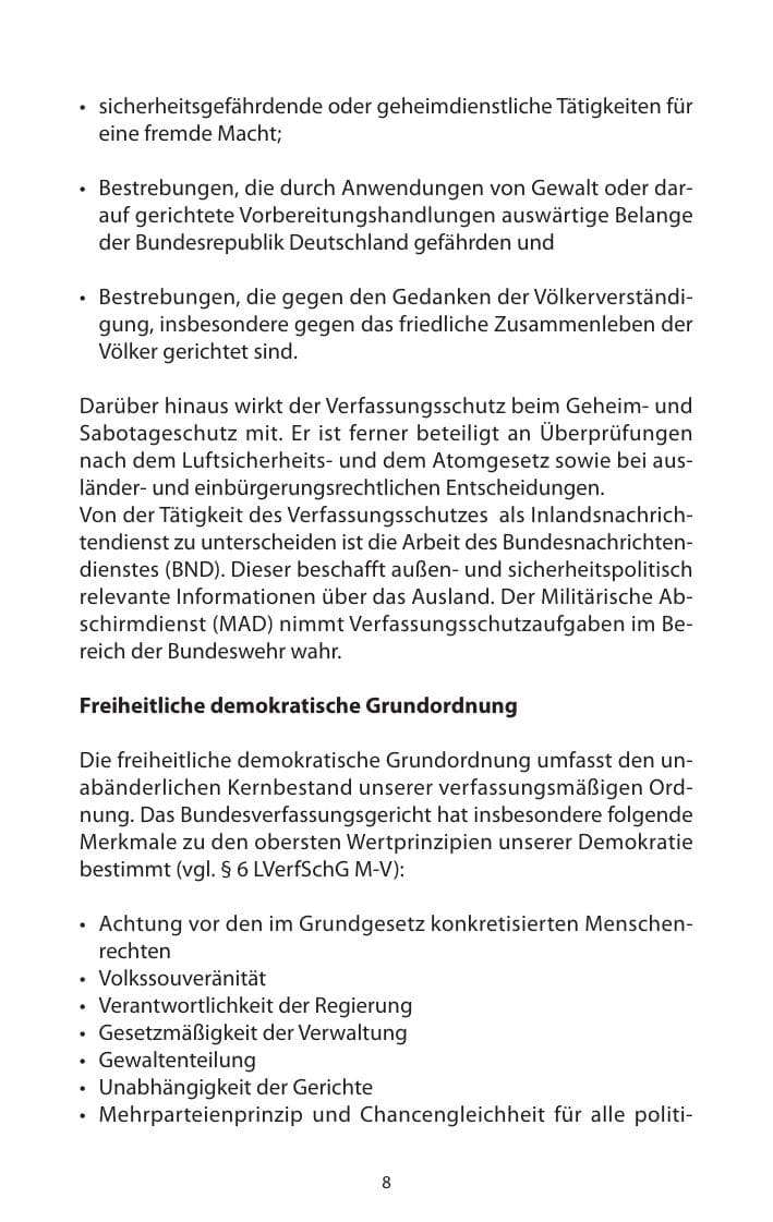 Seite 10 des Verfassungsschutzbericht 2011 Mecklenburg-Vorpommern