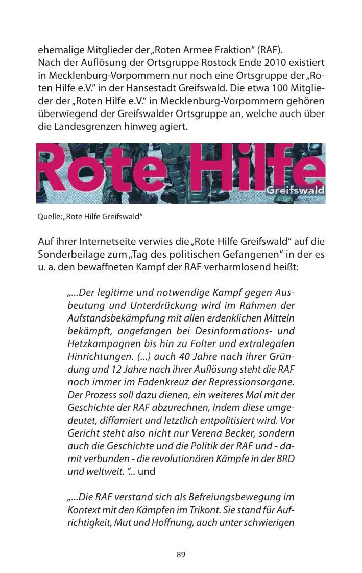Seite 91 des Verfassungsschutzbericht 2011 Mecklenburg-Vorpommern