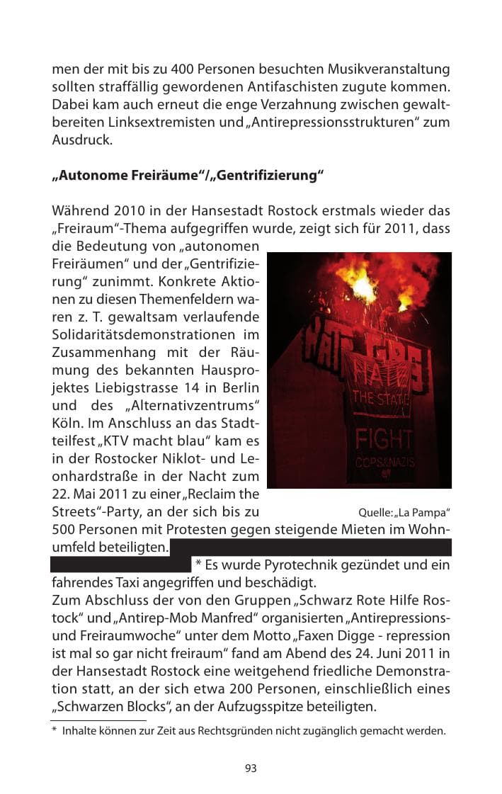 Seite 95 des Verfassungsschutzbericht 2011 Mecklenburg-Vorpommern