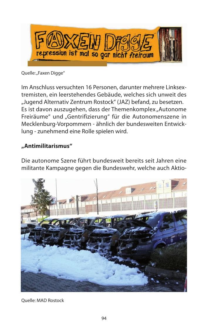 Seite 96 des Verfassungsschutzbericht 2011 Mecklenburg-Vorpommern