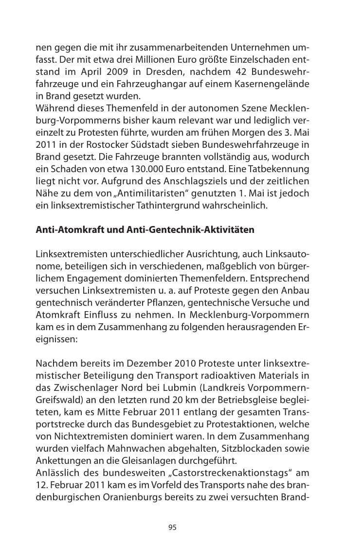 Seite 97 des Verfassungsschutzbericht 2011 Mecklenburg-Vorpommern