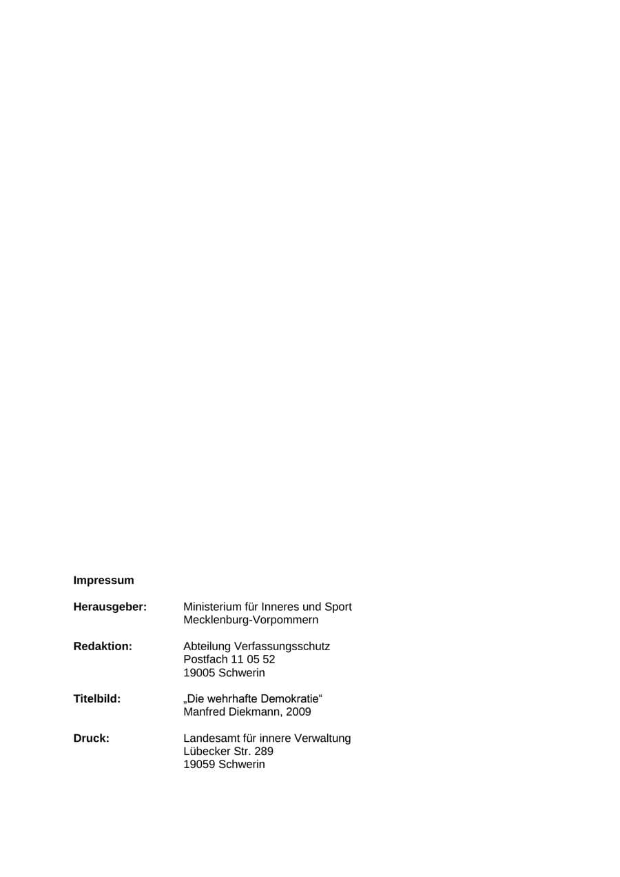 Seite 2 des Verfassungsschutzbericht 2012 Mecklenburg-Vorpommern