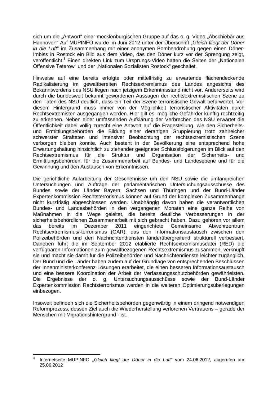 Seite 14 des Verfassungsschutzbericht 2012 Mecklenburg-Vorpommern