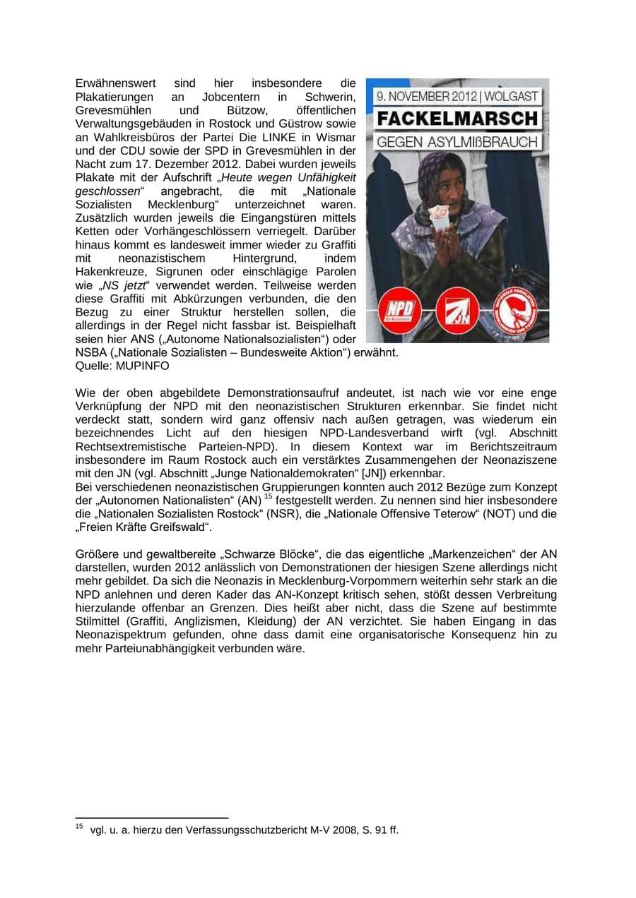 Seite 23 des Verfassungsschutzbericht 2012 Mecklenburg-Vorpommern