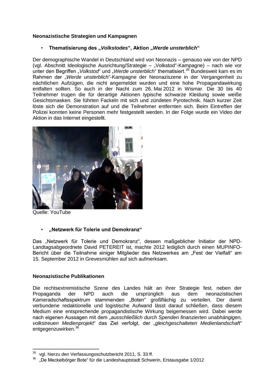 Seite 30 des Verfassungsschutzbericht 2012 Mecklenburg-Vorpommern