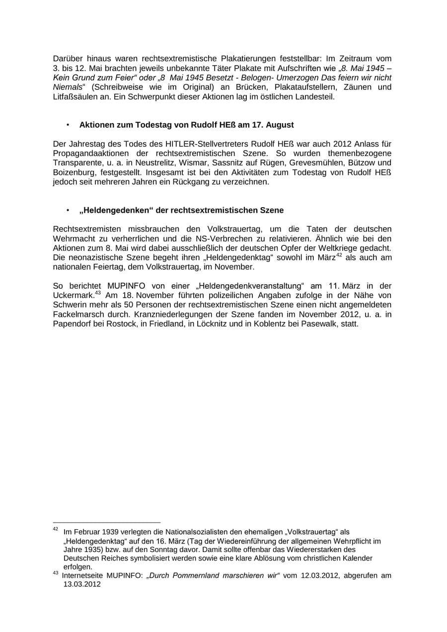 Seite 33 des Verfassungsschutzbericht 2012 Mecklenburg-Vorpommern