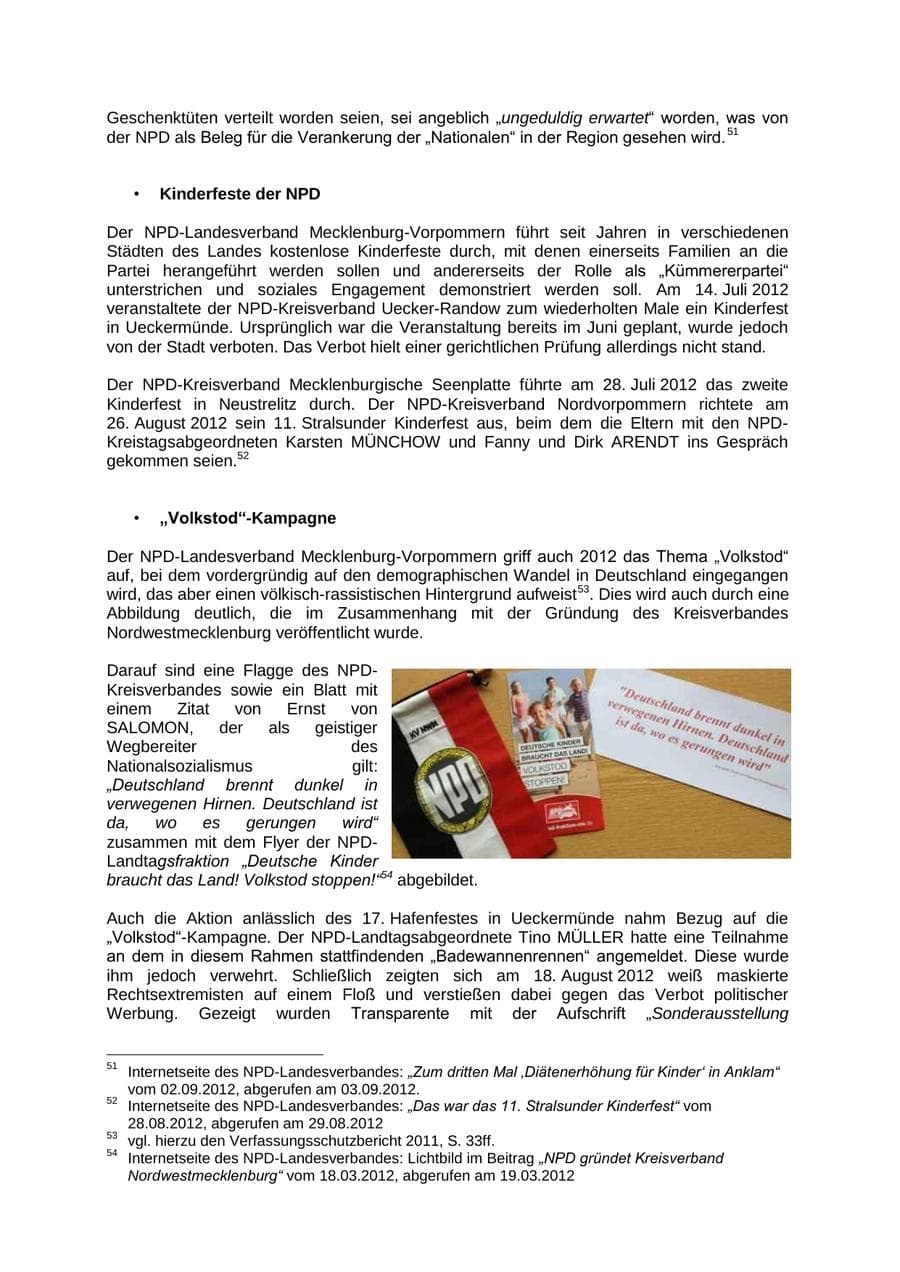 Seite 39 des Verfassungsschutzbericht 2012 Mecklenburg-Vorpommern