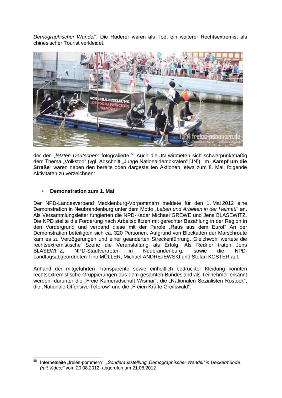 Seite 40 des Verfassungsschutzbericht 2012 Mecklenburg-Vorpommern