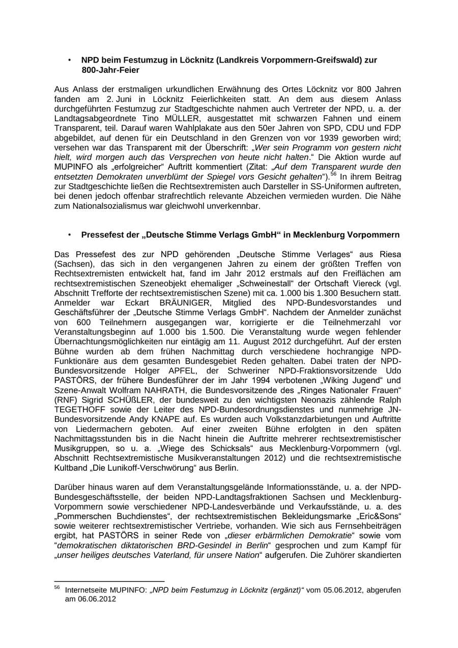 Seite 41 des Verfassungsschutzbericht 2012 Mecklenburg-Vorpommern