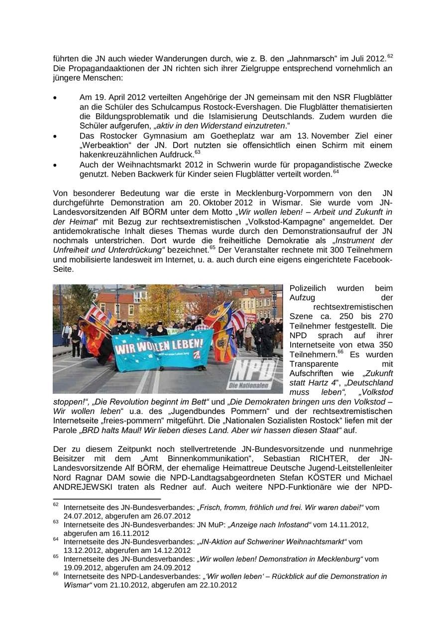 Seite 46 des Verfassungsschutzbericht 2012 Mecklenburg-Vorpommern