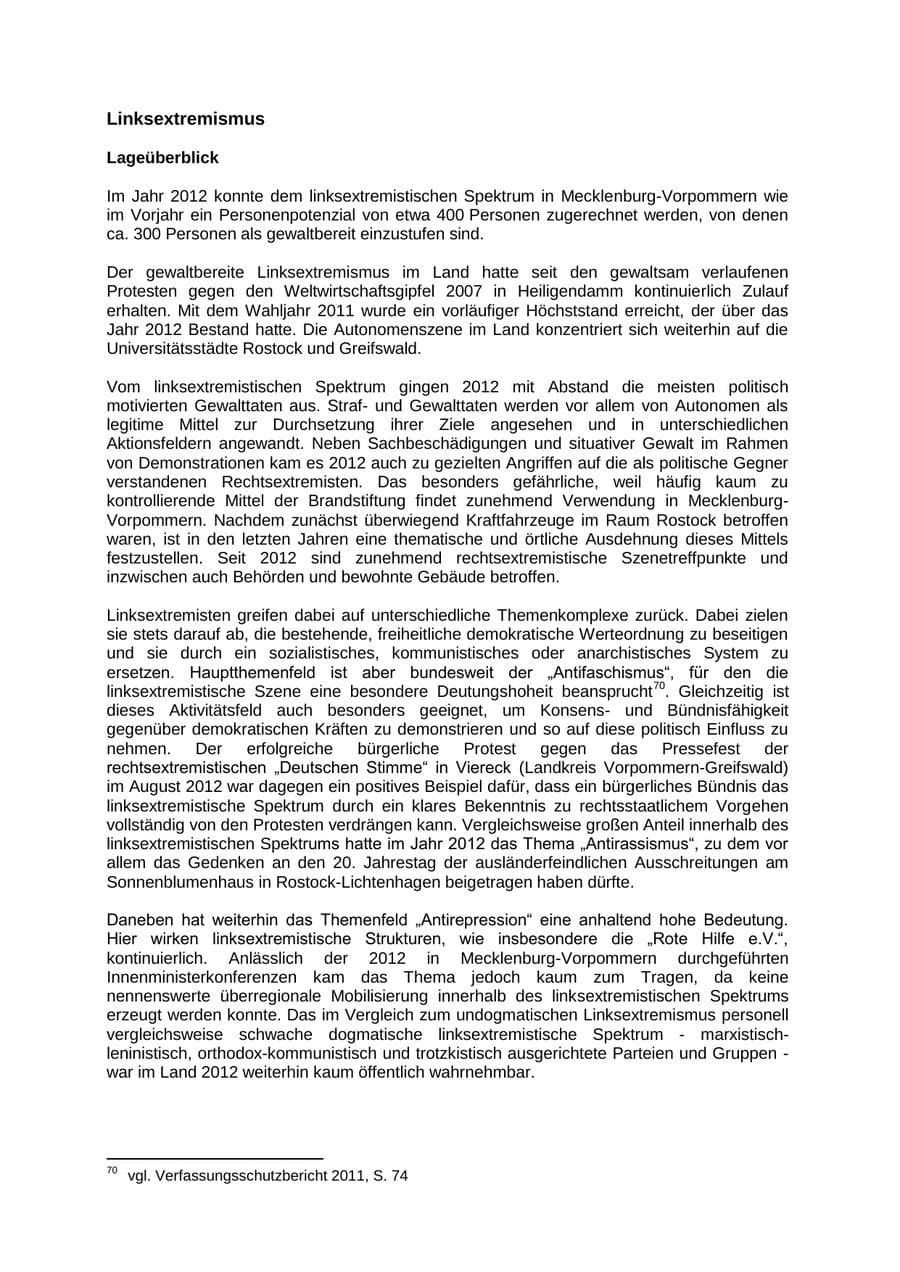 Seite 51 des Verfassungsschutzbericht 2012 Mecklenburg-Vorpommern