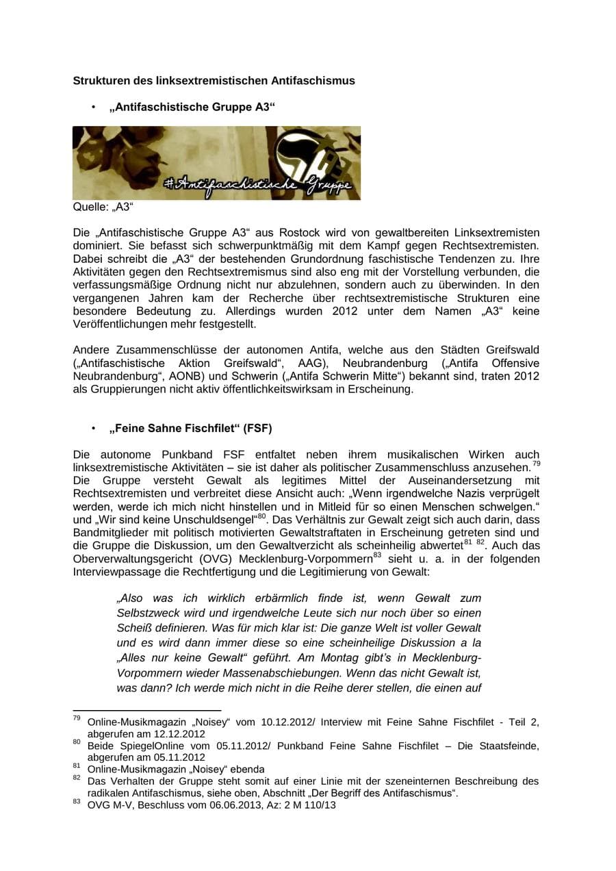 Seite 58 des Verfassungsschutzbericht 2012 Mecklenburg-Vorpommern